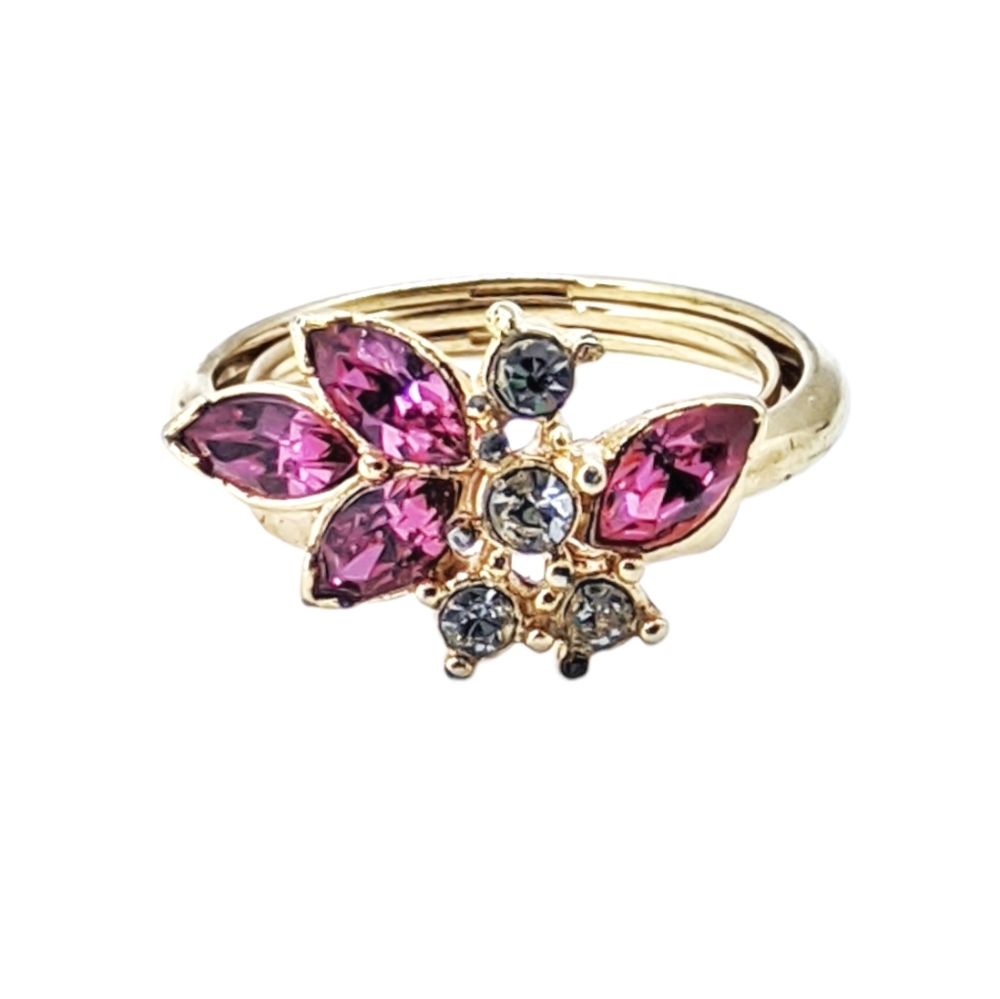 Avon Amethysts And Sapphires Adjustable Gold Tone Ring.  NWOT